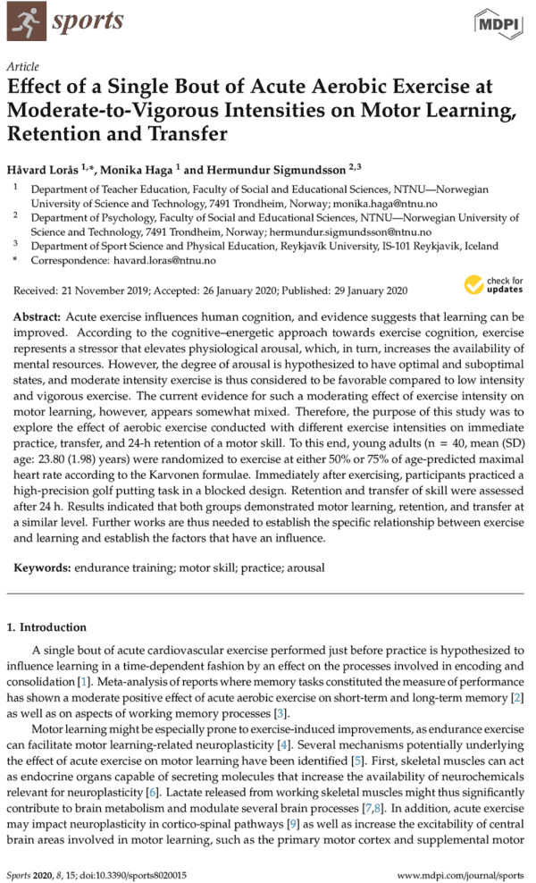 Effect Of A Single Bout Of Acute Aerobic Exercise At Moderate-to ...