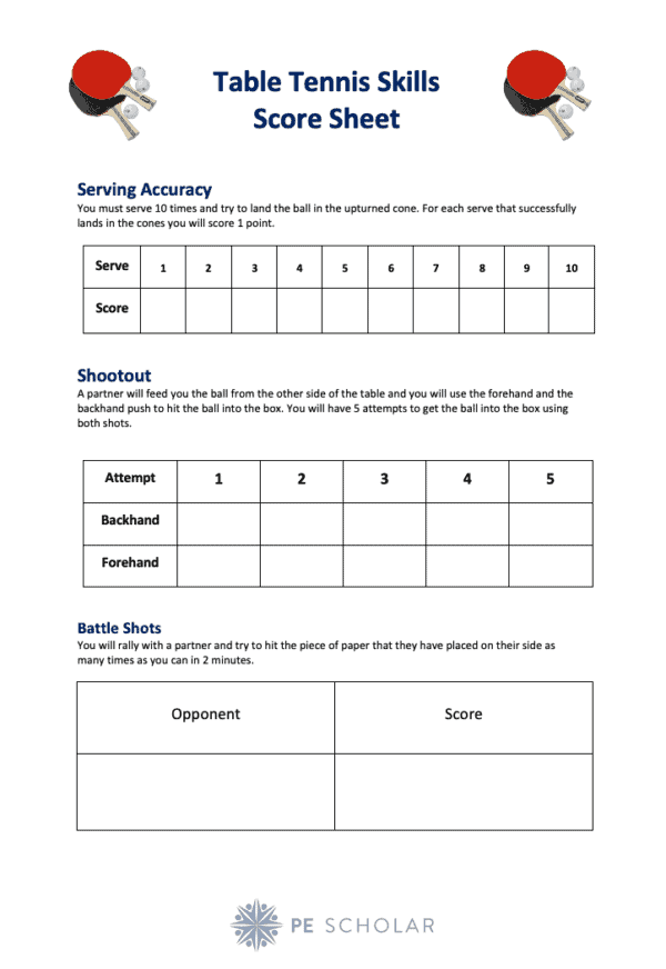 2021 Table Tennis Score Sheet Fillable Printable Pdf And Forms Handypdf