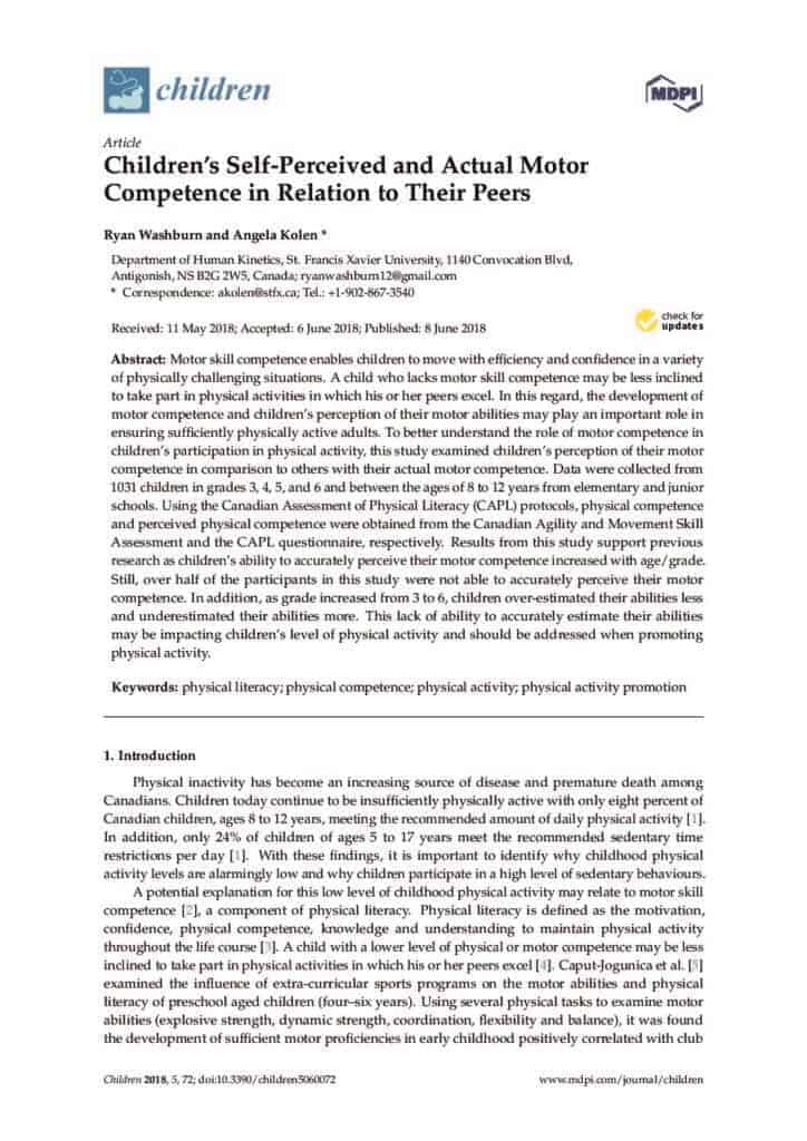 Children’s Self-Perceived and Actual Motor Competence in Relation to Their Peers