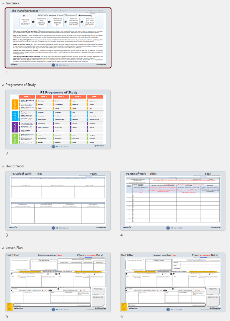 PE Planning Template - PE Scholar