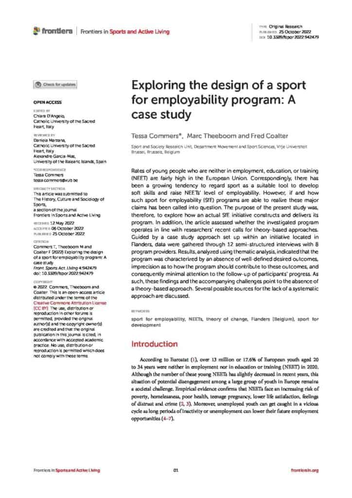 Exploring the design of a sport for employability program: A case study