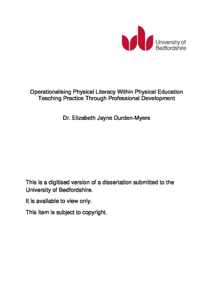 Operationalising Physical Literacy within Physical Education Teaching Practice through Professional Development