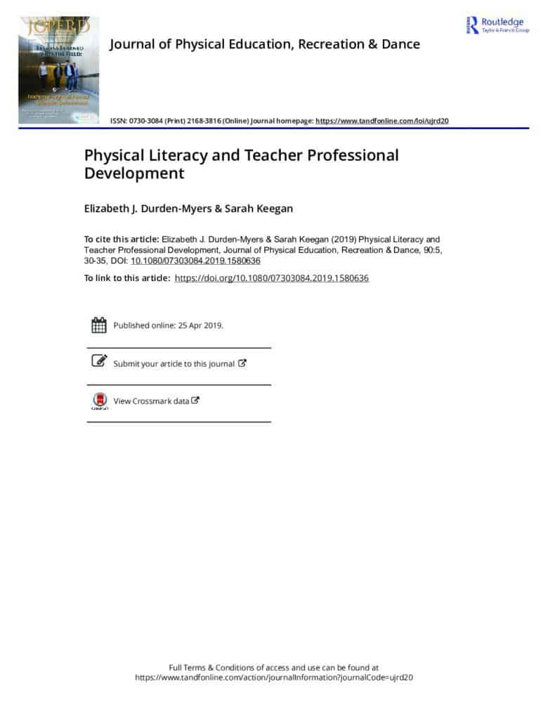 Physical Literacy and Teacher Professional Development