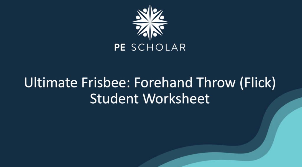 Ultimate Frisbee Student Worksheets