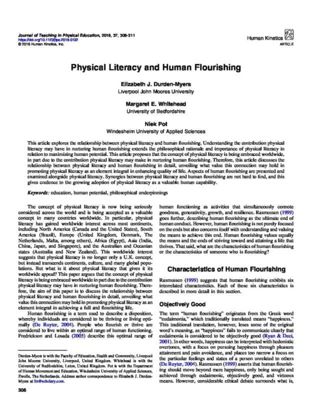 Physical Literacy and human flourishing