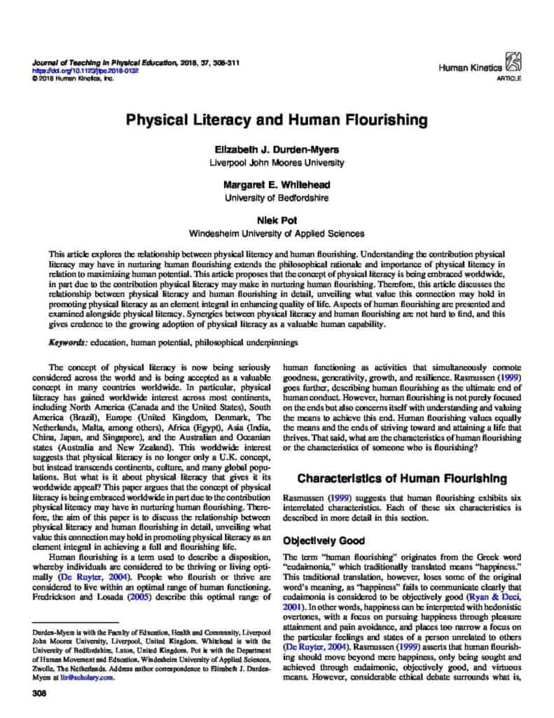 Physical Literacy and human flourishing